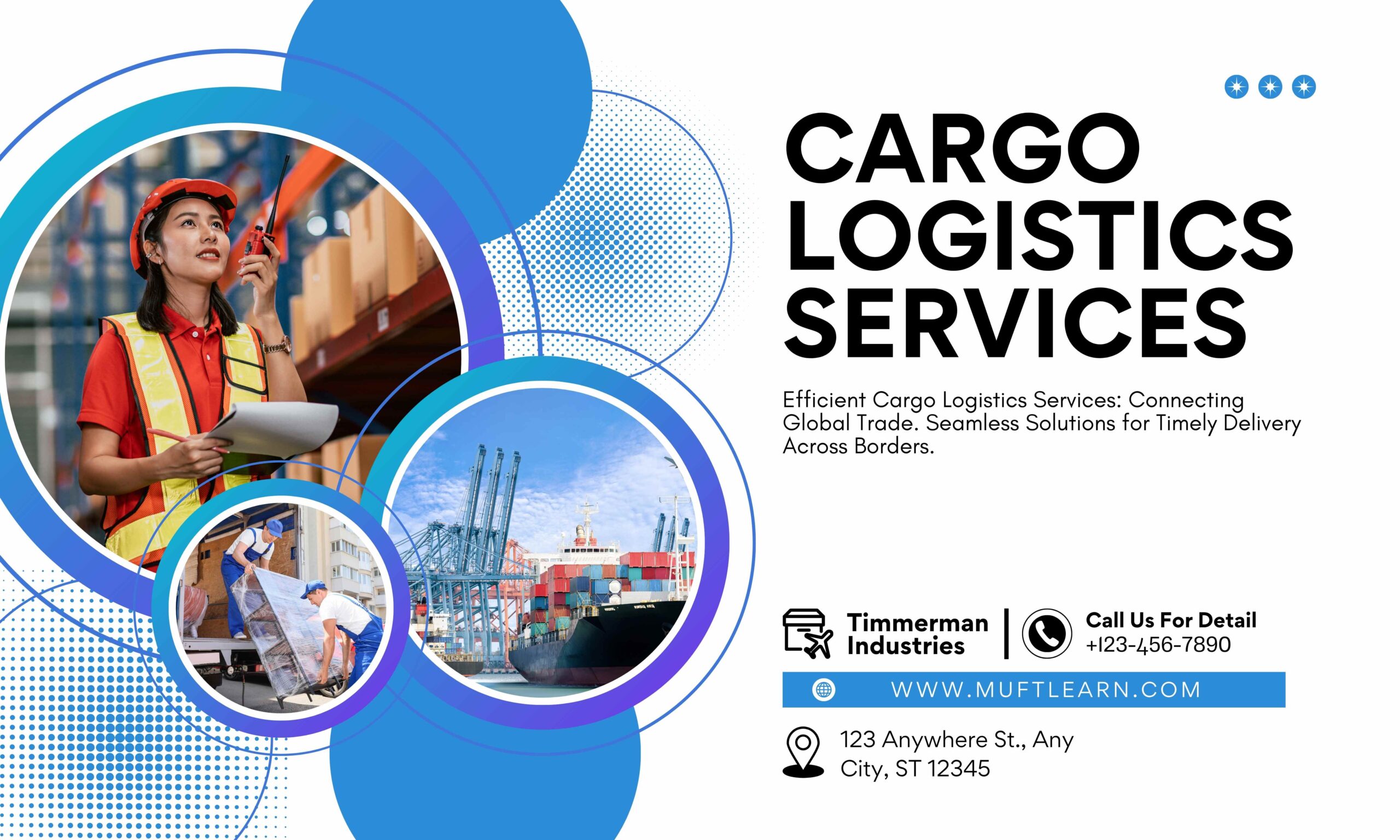Blue And Black Modern Cargo Logistics Services Outdoor Banner Scaled